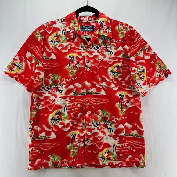 Vector Other - VECTOR Shirt Mens L Button Up Short Sleeves Retro Hawaiian Beach Breathable Red
